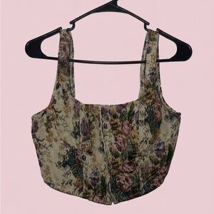 Wild Fable Floral Crop Top with Pink Accents